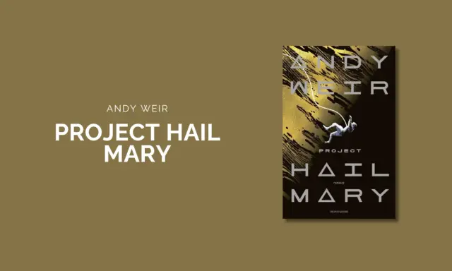 Copertina del libro "Project Hail Mary" di Andy Weir, con un astronauta sospeso nel vuoto.