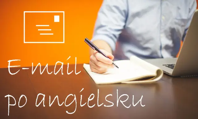 Uczysz się pisać e-maile po angielsku? Na zdjęciu osoba pisze w notatniku, obok laptop.