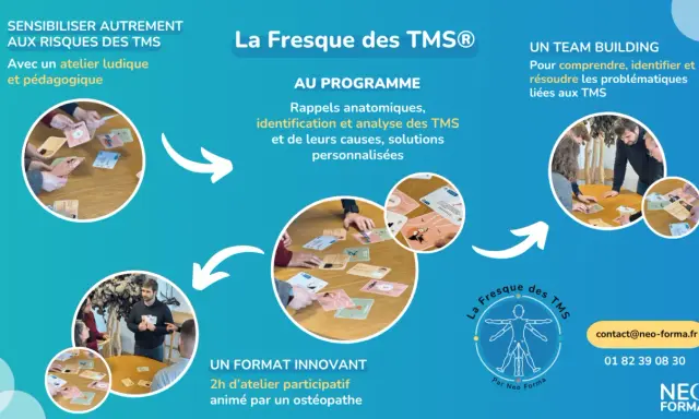 Atelier ludique pour la formation TMS : analyse des risques, causes et solutions. Un team building innovant animé par un ostéopathe.