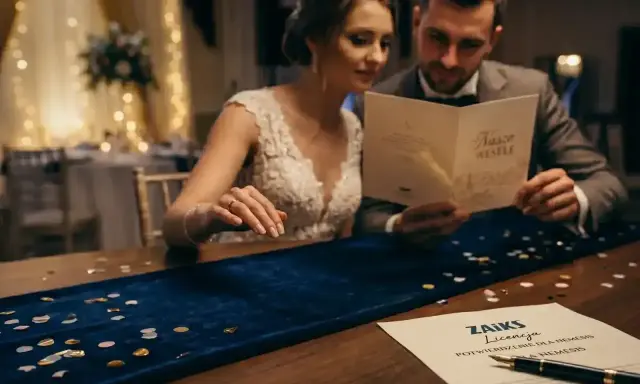 Para młoda przegląda dokumenty, na stole leży dokument ZAIKS.