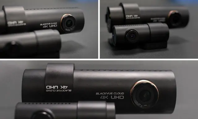 Dwie kamery samochodowe Blackvue DR900X-2CH w zbliżeniu, jedna z nich z napisem "4K UHD".