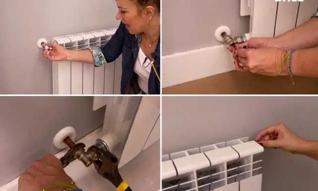 Pasos para quitar un radiador definitivamente: cerrar llaves, desconectar tuberías con llave inglesa y tapar orificios.