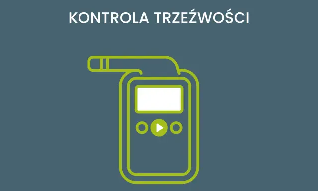 Grafika przedstawia alkomat, symbolizujący kontrolę trzeźwości przez policję.