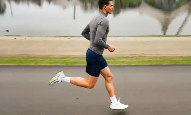Mann joggt mit voller Energie, der Nachbrenneffekt des Laufens ist spürbar.