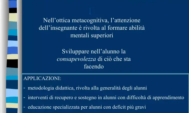 La metacognizione in psicologia guida l'insegnante a formare abilità mentali superiori, sviluppando la consapevolezza dello studente.