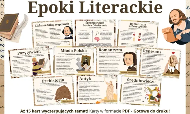 Przewodnik po epokach literackich: od antyku po romantyzm. Poznaj kluczowe cechy i dzieła każdej epoki.