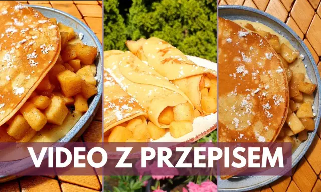 Pyszne naleśniki z jabłkami, posypane cukrem pudrem. Idealne na deser, a nawet śniadanie. Zobacz przepis!
