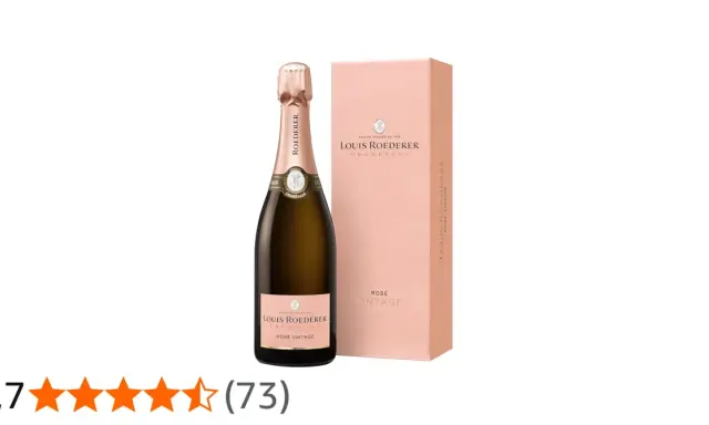 Louis Roederer Rosé Vintage 2014 Champagnerflasche mit passender rosafarbener Geschenkbox.