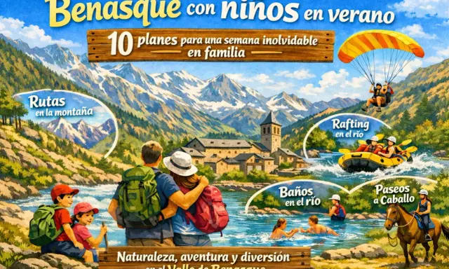 Descubre qué hacer en Benasque con niños: rutas, rafting, baños en el río y paseos a caballo. ¡Aventura familiar en el Pirineo!