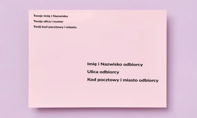 Instrukcja, jak się adresuje kopertę: dane nadawcy i odbiorcy.