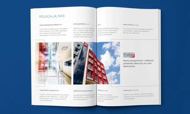 Katalog inaczej: rekomendacje firm, które cenią profesjonalizm i terminowość AEDES. Zdjęcia nowoczesnych budynków i wnętrz.