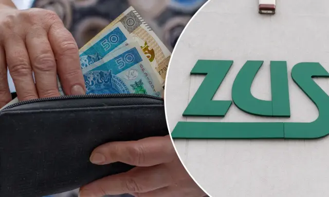 Ręka wkłada pieniądze do portmonetki, obok zielone logo ZUS. Każdy beneficjent czeka na swoje świadczenia.
