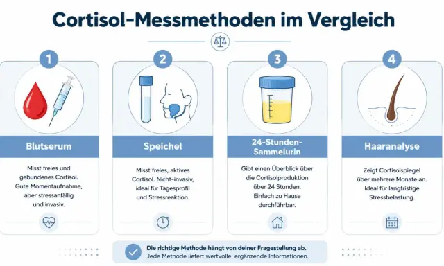 Porównanie metod pomiaru kortyzolu: badanie krwi, śliny, moczu z 24h i włosów. Dowiedz się, jak zbadać poziom kortyzolu.