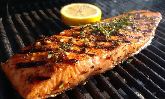 En saftig laxfilé med örter och citron på grillen, perfekt för en härlig grillkväll. Gott att grilla!