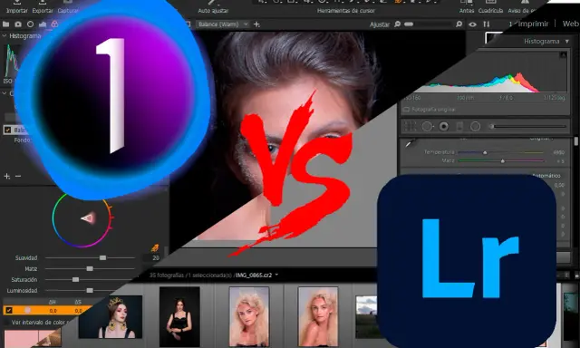 Comparativa visual: Capture One (logo 1) vs. Lightroom (logo Lr). ¿Cuál es tu editor favorito?