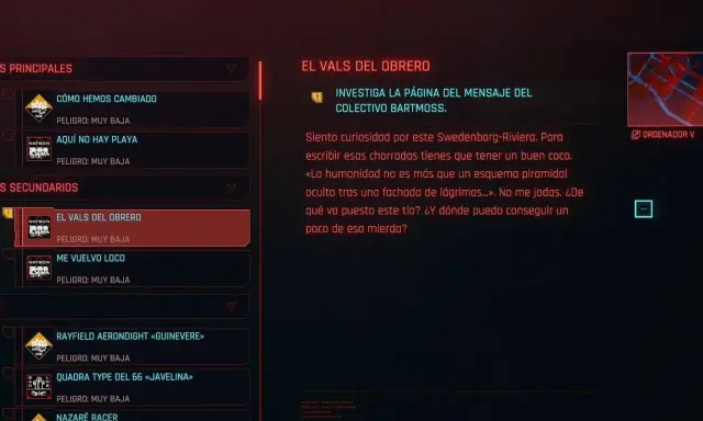 El vals del obrero cyberpunk: un mensaje críptico en el diario de V. Investiga al colectivo Bartmoss.