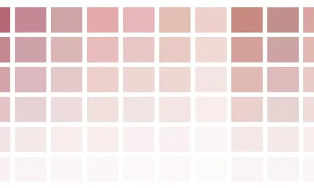 Una griglia di quadrati in varie tonalità di rosa, dal fucsia intenso al rosa pallido, con sfumature che ricordano il colore oro rosa.