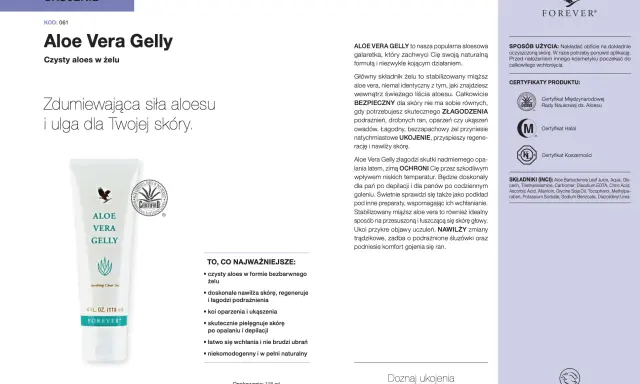 Aloe Vera Gelly Forever – kojący żel z aloesu dla Twojej skóry. Idealny na podrażnienia, oparzenia i po depilacji.