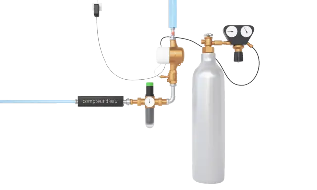 Système de traitement d'eau avec compteur, pompe et bouteille de gaz. Mon adoucisseur ne consomme plus de sel, c'est une révolution !