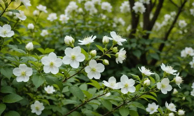 Branche de seringat le plus parfumé, ses fleurs blanches délicates s'épanouissent dans un écrin de verdure.