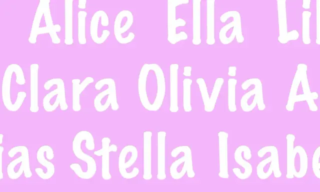 Lista med korta vackra flicknamn: Alice, Ella, Lil, Clara, Olivia, A, ia, Stella, Isabe.
