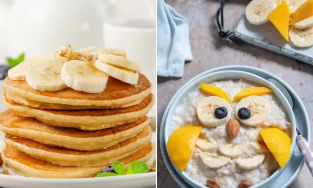 Deliciosos desayunos para niños: tortitas con plátano y avena con forma de búho, ¡una forma divertida de empezar el día!