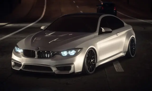 Białe BMW M4 na nocnej trasie, gotowe do wyścigu. To jest najlepszy Need for Speed!