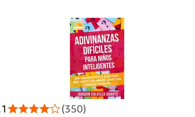 Libro "Adivinanzas Difíciles para Niños Inteligentes" con 300 acertijos para toda la familia.