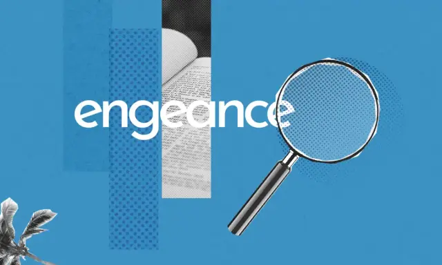 Une loupe examine le mot "engeance", révélant un texte ancien.