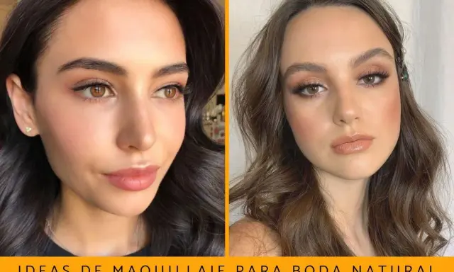 Dos looks de maquillaje de noche natural: uno con labios rosados y otro con gloss nude.