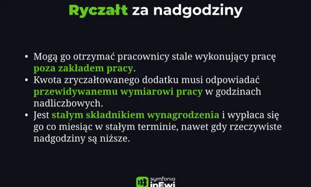 Ryczałt za nadgodziny: pracownicy poza zakładem pracy otrzymują stały dodatek, który odpowiada przewidywanym godzinom nadliczbowym. Ile płatne? Zawsze tak samo.