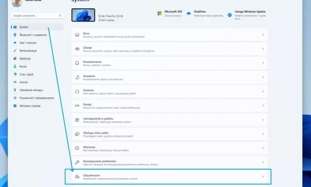 Odzyskiwanie systemu Windows, gdzie znajdziesz opcje resetowania i zaawansowanego uruchamiania, aby przywrócić sterownik Titanic do ustawień fabrycznych.