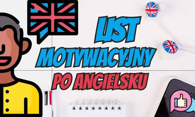 Tworzenie list motywacyjny po angielsku? Ikona mężczyzny, flaga UK i słuchawki sugerują naukę języka.
