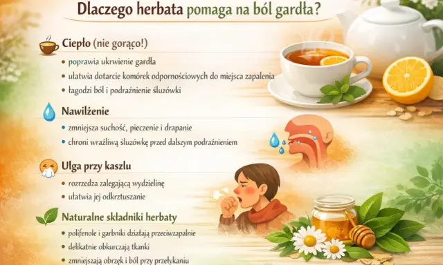 Ciepła herbata to idealna **jaka herbata na ból gardła** – łagodzi, nawilża i pomaga przy kaszlu dzięki naturalnym składnikom.