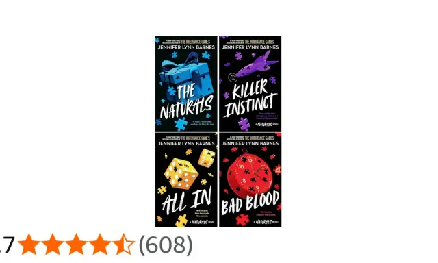 Copertine dei libri "The Naturals", "Killer Instinct", "All In" e "Bad Blood" di Jennifer Lynn Barnes. La serie "The Naturals" esplora le menti dei serial killer.