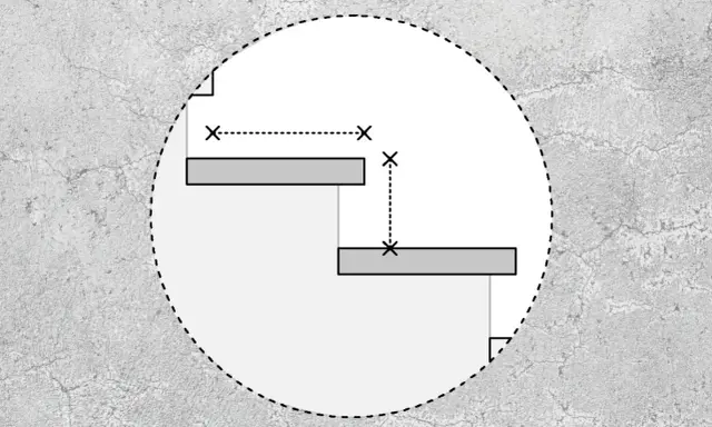 Diagrama de Gantt con barras grises representando tareas, mostrando la huella de una escalera.