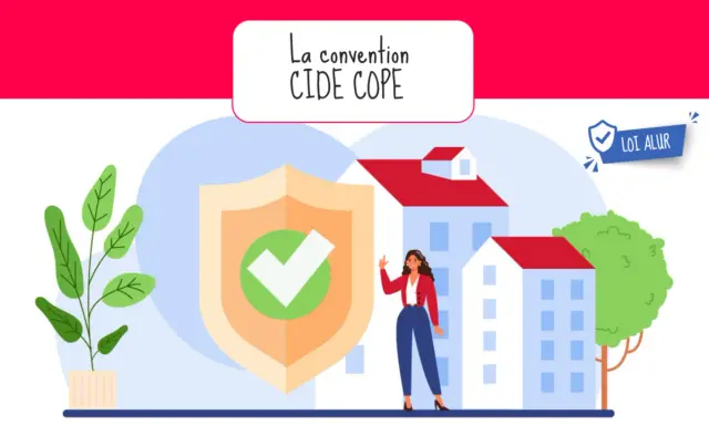 Illustration d'une femme devant un grand bouclier, symbolisant la convention CIDE COPE et la loi ALUR.