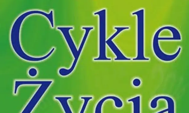 Niebieskie litery na zielonym tle tworzą napis "Cykle życia". Numerologia pomaga zrozumieć te cykle.