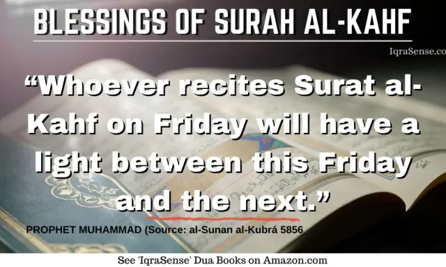 Segen der Sure Al-Kahf: Wer sie am Freitag liest, erhält Licht bis zum nächsten Freitag. Der Koran warnt vor dem Dajjal.