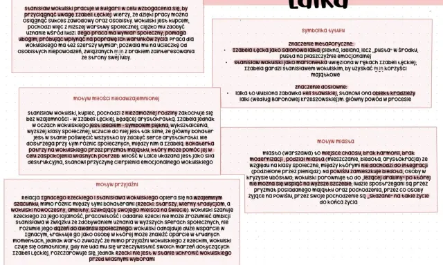 Lalka Prusa - motywy pracy, miłości, przyjaźni, miasta i symbolika tytułu.