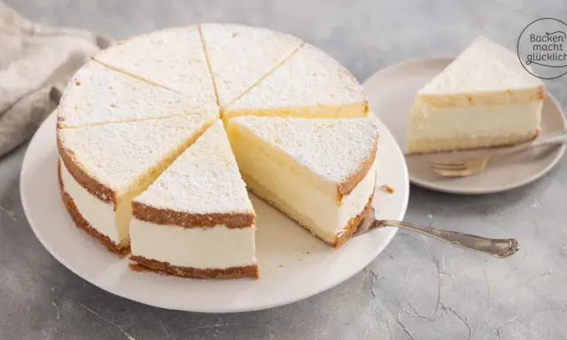 Ein köstlicher Geburtstagskuchen, perfekt für jedes Fest. Dieses Geburtstagskuchen Rezept ergibt eine luftige Torte mit cremiger Füllung, bestäubt mit Puderzucker.