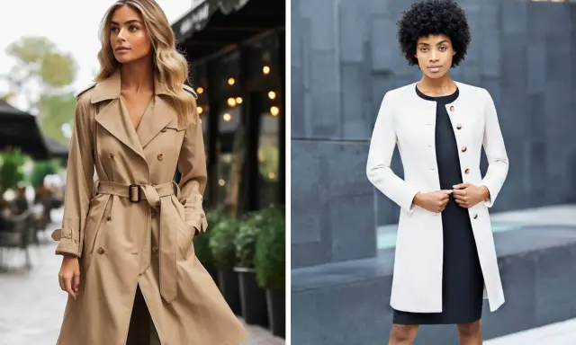 Due donne eleganti mostrano come e quando indossare il trench donna, un capo versatile per ogni occasione.