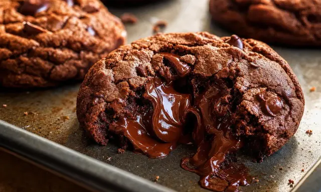 Un cookie au chocolat fondant, avec un cœur coulant comme une crêpe dentelle. Croustillant à l'extérieur, irrésistiblement chocolaté à l'intérieur.