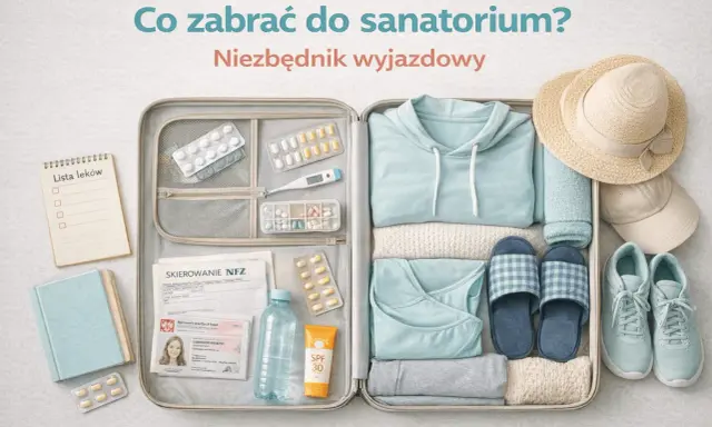Co zabrać do sanatorium? Lista leków, skierowanie, ubrania, klapki, buty i krem z filtrem SPF.