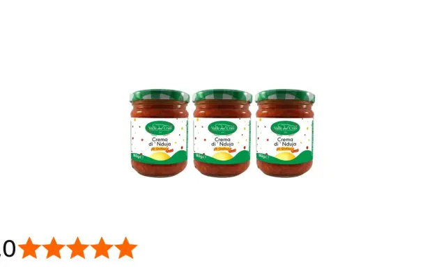 Trzy słoiki kremu z nduja, pikantnej pasty z Kalabrii. Idealna do smarowania, co to jest nduja? To pyszna, włoska specjalność!
