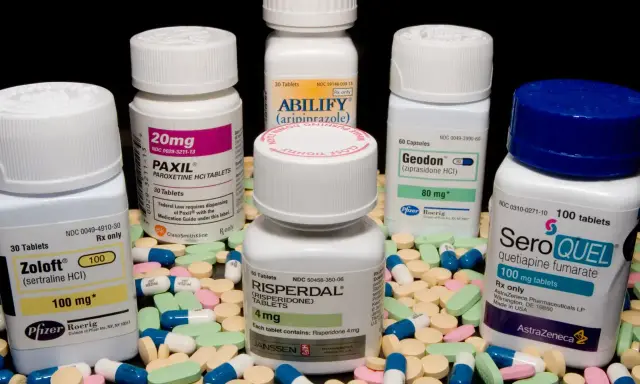 Zbiór leków psychotropowych: Zoloft, Paxil, Abilify, Geodon, Risperdal, Seroquel.