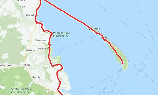 Trasa rowerowa Gdynia Hel wiedzie przez Władysławowo, Jastarnię, malownicze tereny Trójmiejskiego Parku Krajobrazowego.