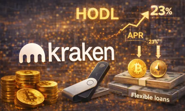 Kraken opinie: stosy bitcoinów, sprzętowy portfel, dolary i wykres wzrostu APR 23%. HODL!