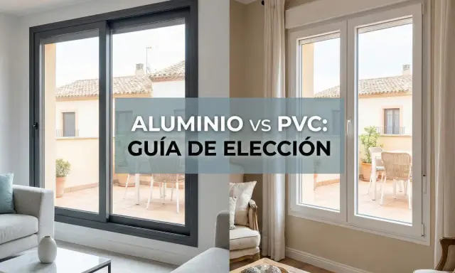 Comparativa de ventanas de PVC o aluminio, ¿cuál es mejor? Dos estilos de ventanas, una gris de aluminio y otra blanca de PVC, muestran sus diferencias.
