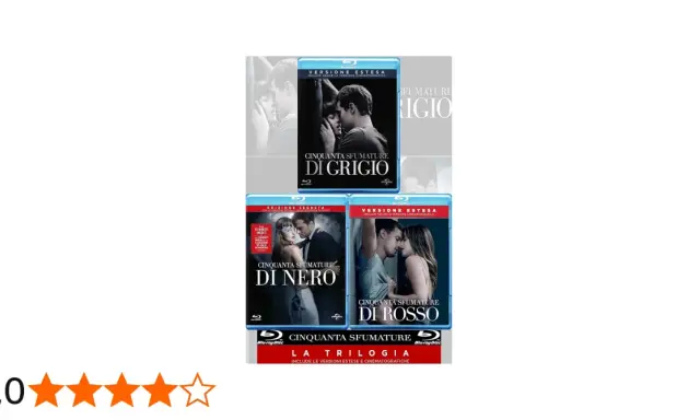 La trilogia di "Cinquanta Sfumature" in Blu-ray, con le versioni estese dei film.